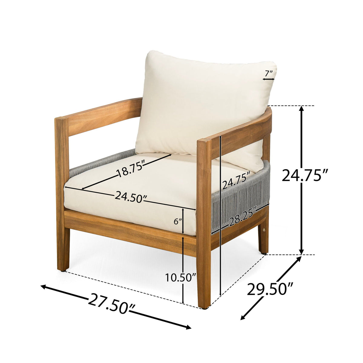 Porto - Outdoor Club Chair - Teak / Beige
