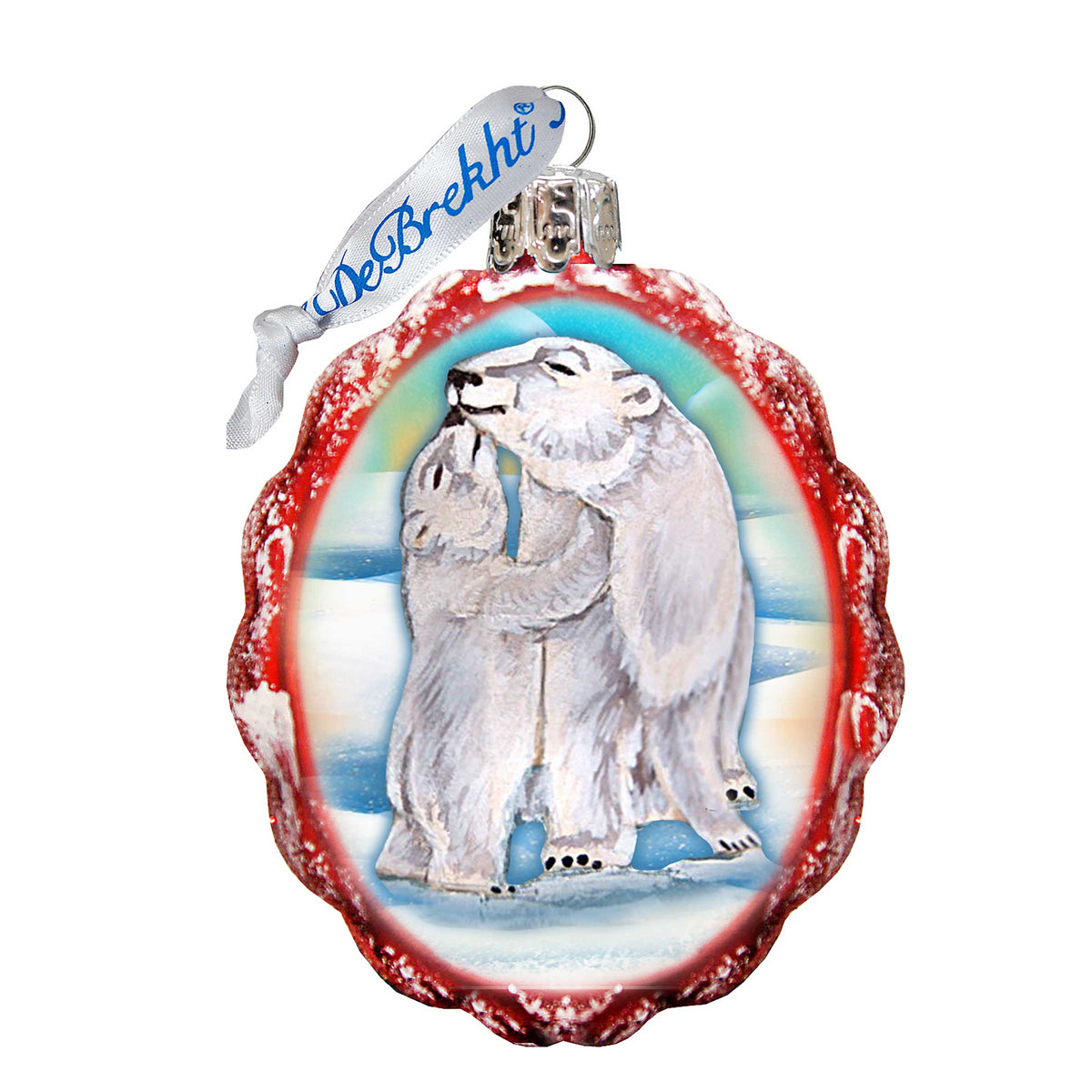 Santa Polar Bear Cubs Mercury Glass Ornament by G. DeBrekht - Wildlife Holiday Decor - 771020