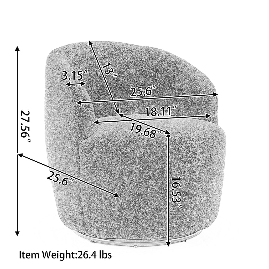 Swivel Accent Armchair Barrel Chair With Powder Coating Metal Ring