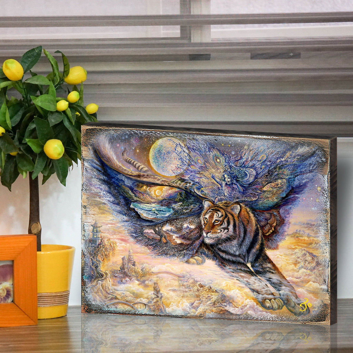 Tiger Moth Decor Fantasy Wooden Wall Art by Josephine Wall - Fantasy Decor - 852145-JW
