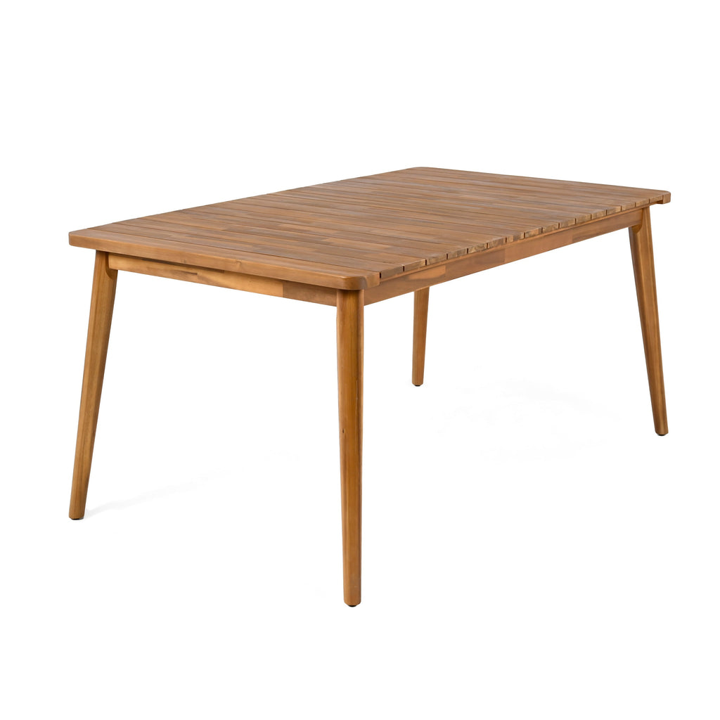 Outdoor Dining Set with Acacia Wood Table and 4 Chairs, Beige