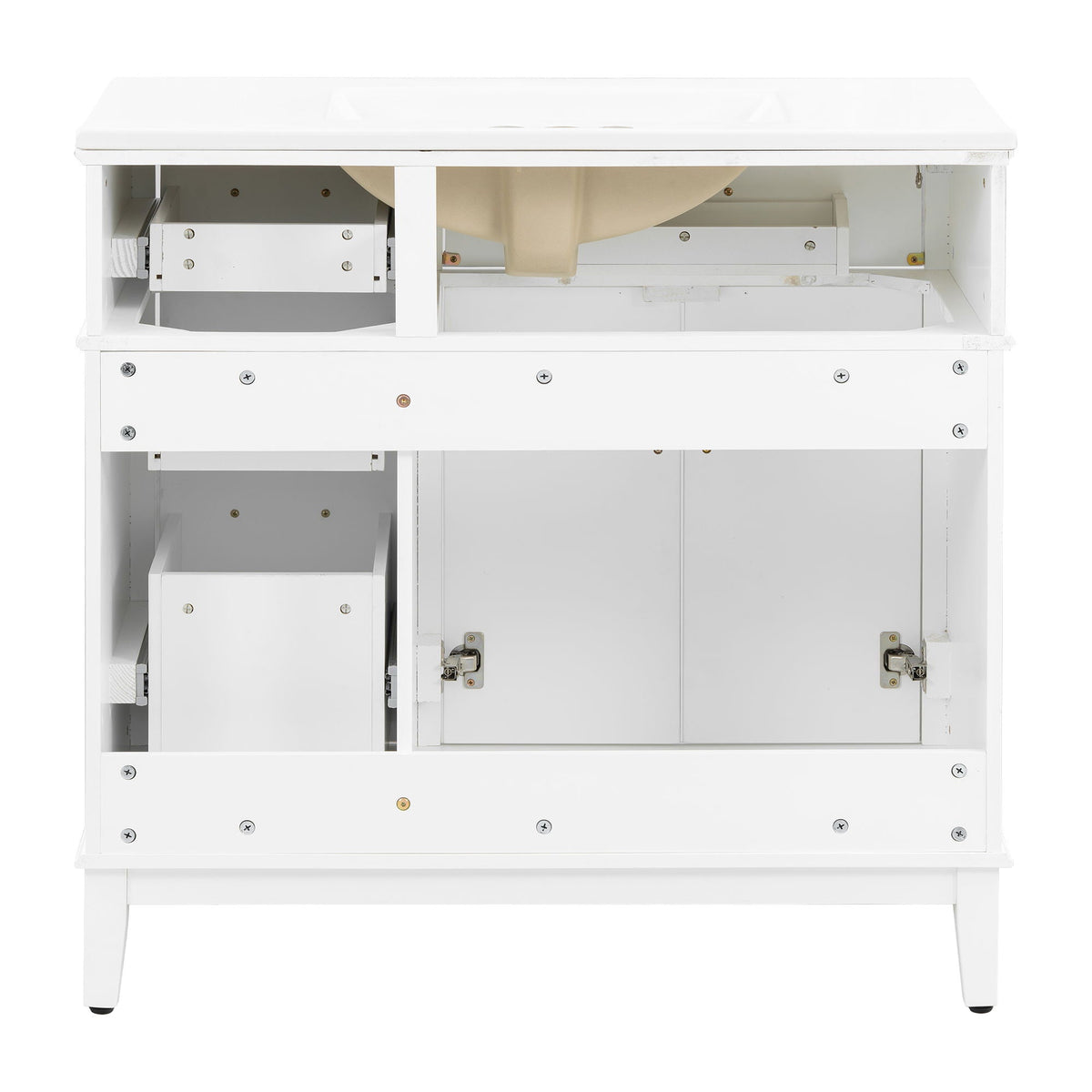 Bathroom Vanity With Sink, Soft Close Doors, 4 Storage Drawers