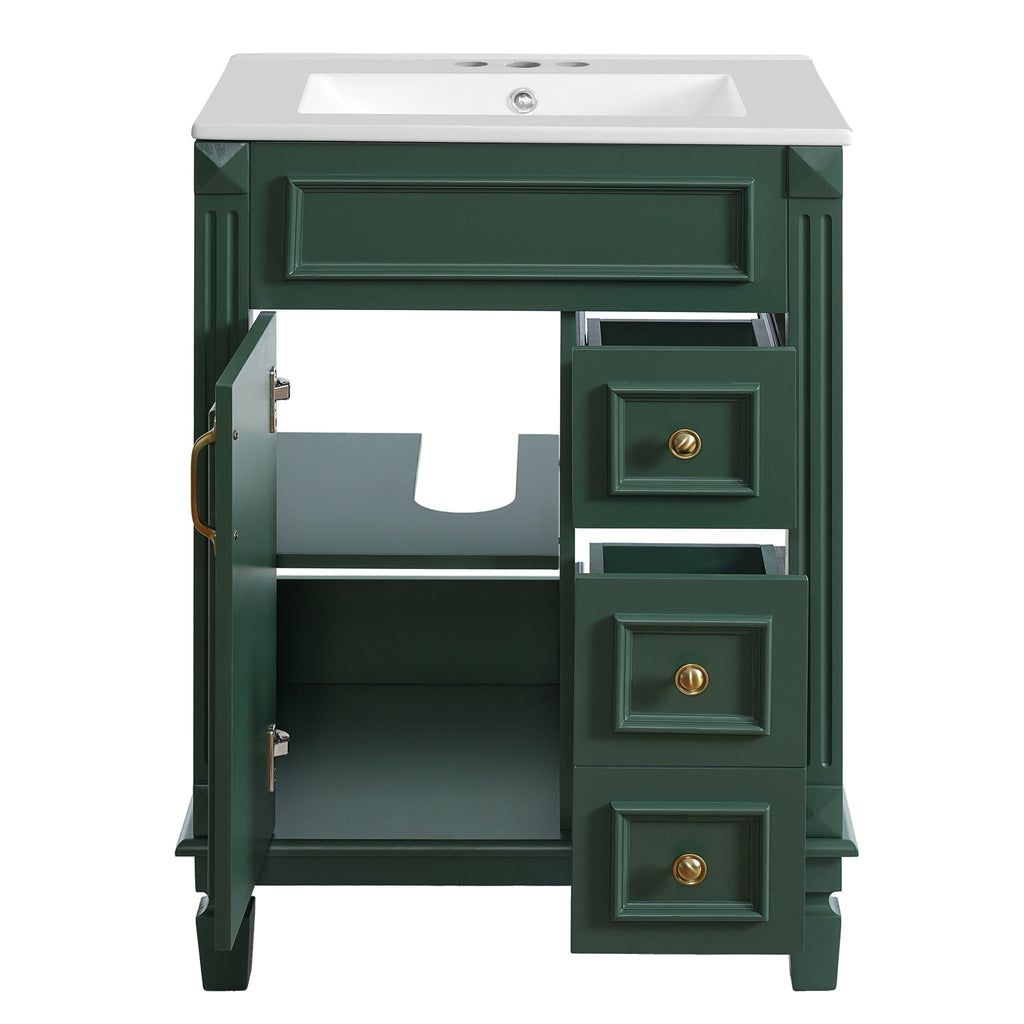 Bathroom Vanity With Sink, Compact Cabinet & 2 Drawers And Adjustable Shelf