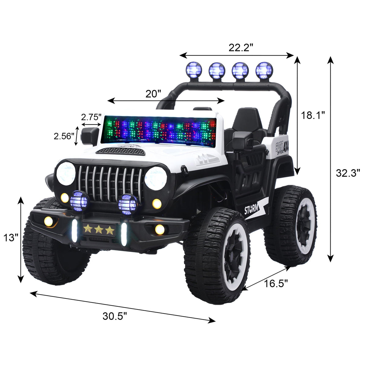 Electric Car With Remote Control, Colorful LED Lights, USB & MP3