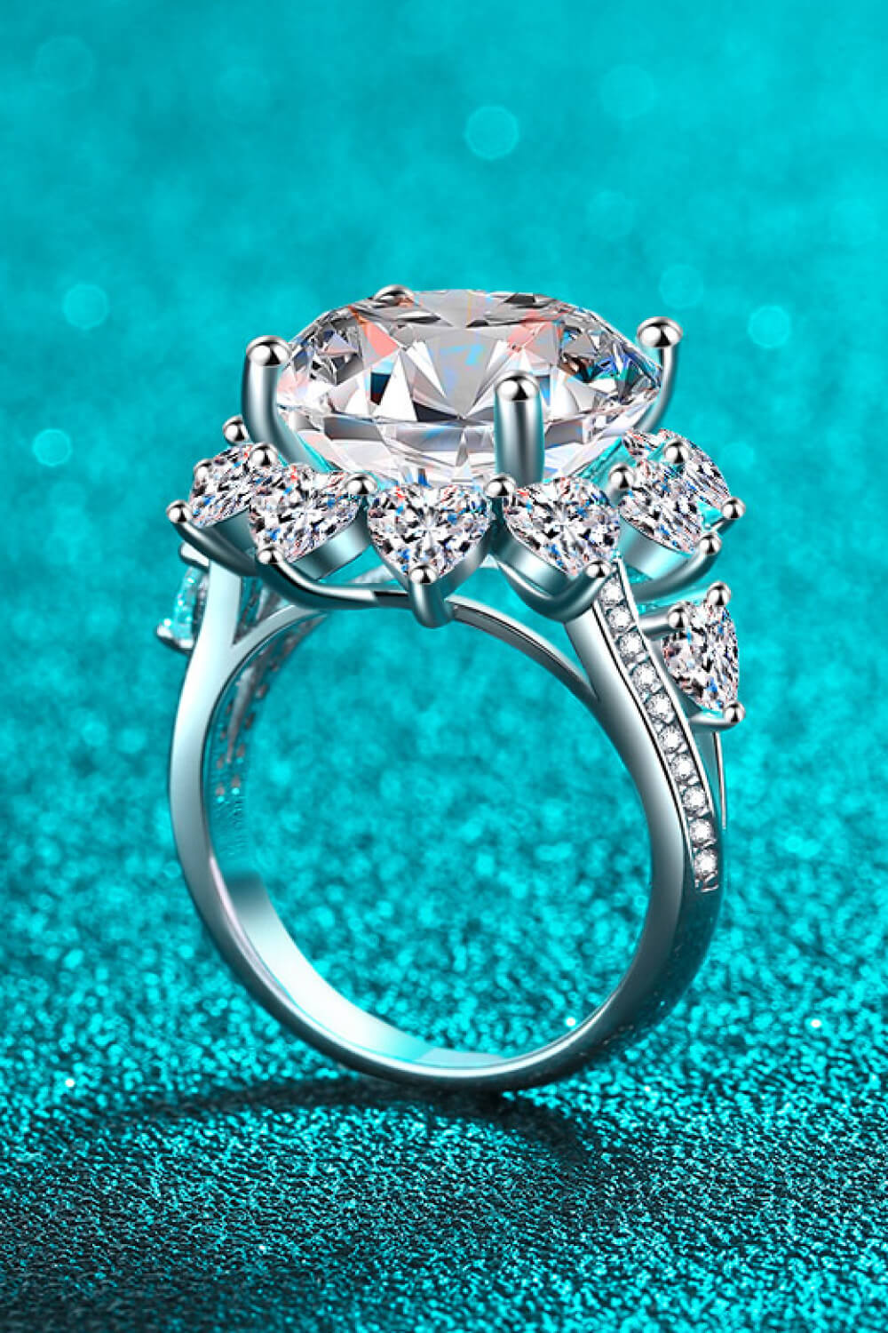 10 Carat Sparkala™ Flower-Shaped Ring (Rhodium Over Pure Sterling Silver)