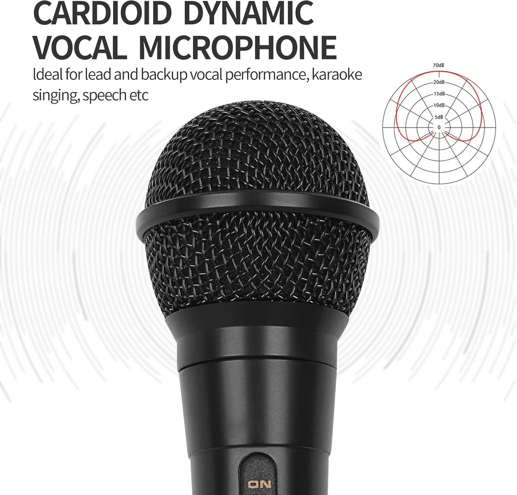 Handheld Wired Microphone, Cardioid Dynamic Vocal Mic with 13Ft Cable and On/Off Switch, Ideally Suited for Speakers, Karaoke Singing Machine, Amp, Mixer