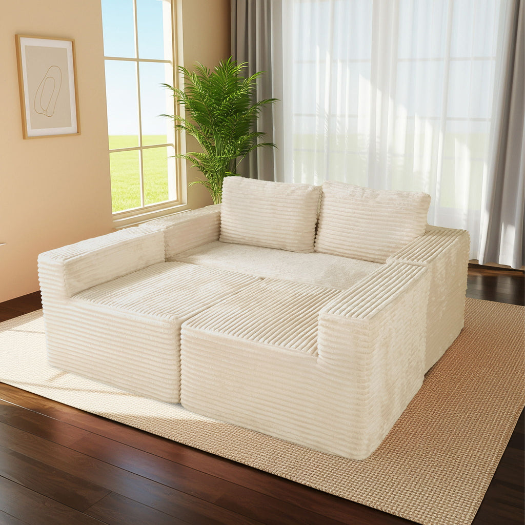 Modular U Shaped Sectional Sofa With Reversible Design