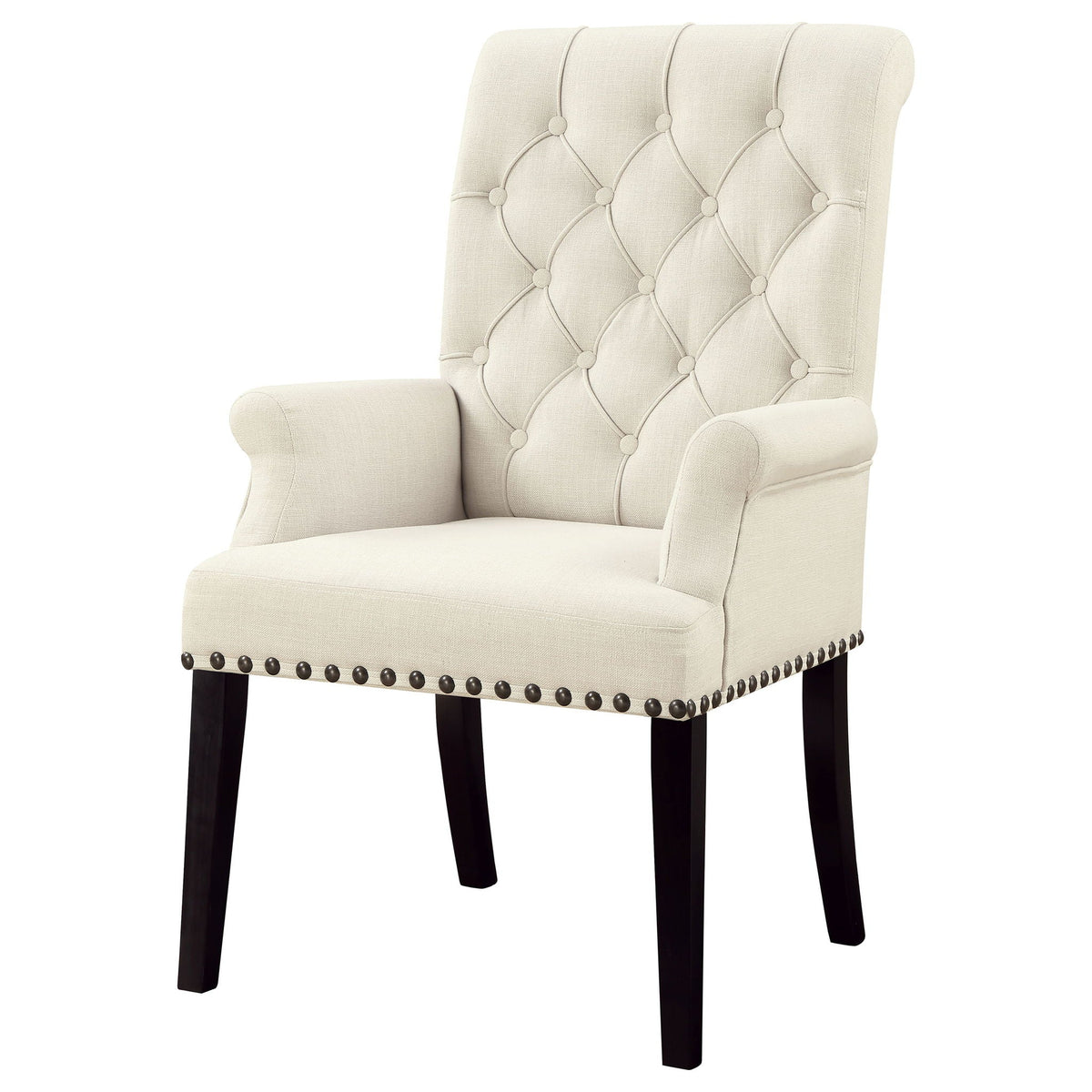 Vaughn - Upholstered Dining Chair With Tapered Legs And Nailhead Trim - Beige