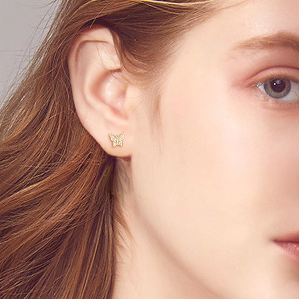 Sparkala™ Pure Sterling Silver Butterfly Stud Earrings