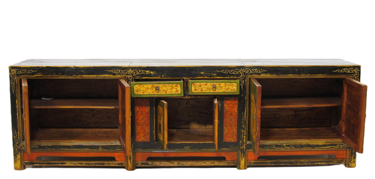 9 Feet Long Hand Painted Antique Asian Sideboard