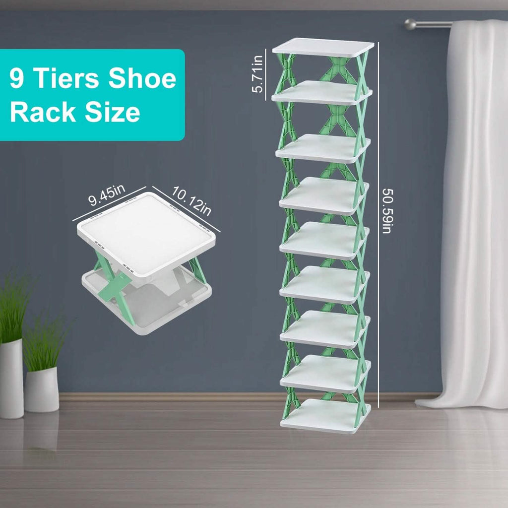 9-Tier Narrow Entryway Shoe Rack Plastic Vertical Shoe Organizer