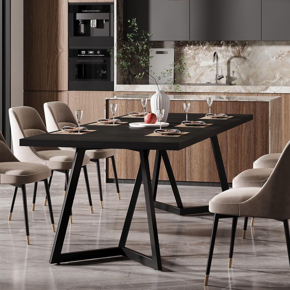 Rectangular Dining Table For 6 - 8 People - Black