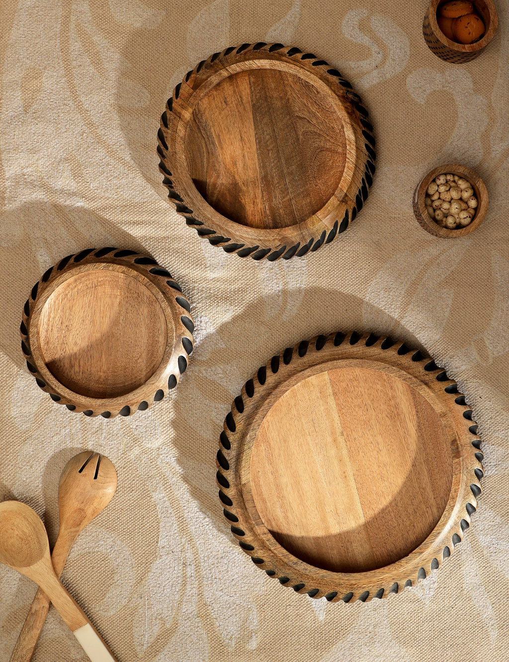 Handmade Wooden Bowl with Black Filler – Unique Artisan Craft