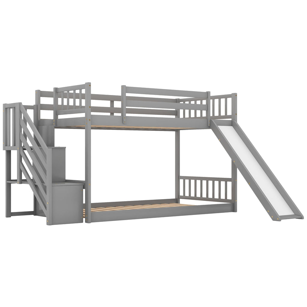Bunk Bed With Convertible Slide And Stairway