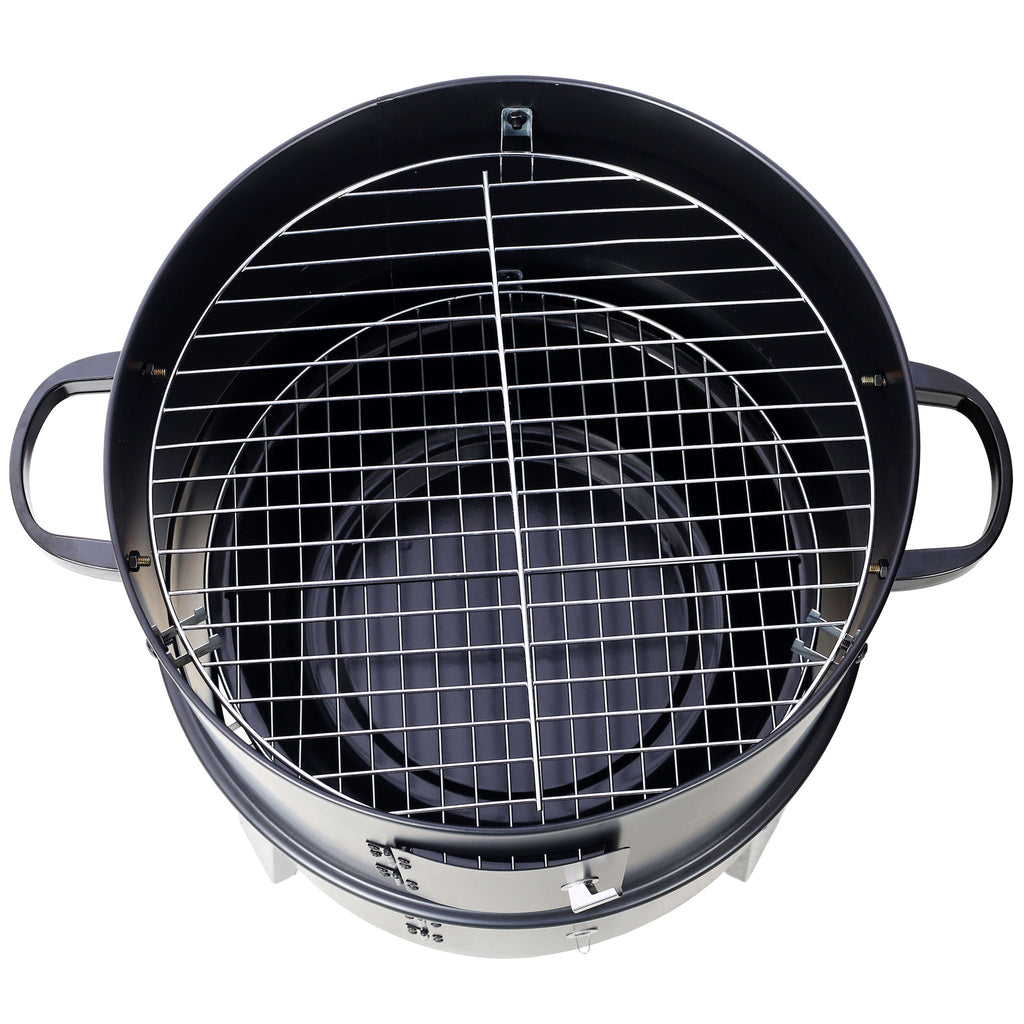 Portable Charcoal Smoker Grill For Outdoor Cooking - Black