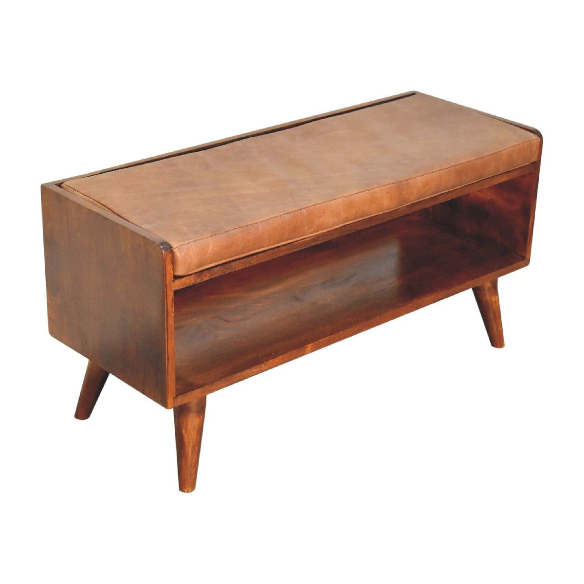 Solid Wood Bench With Upholstered Sea