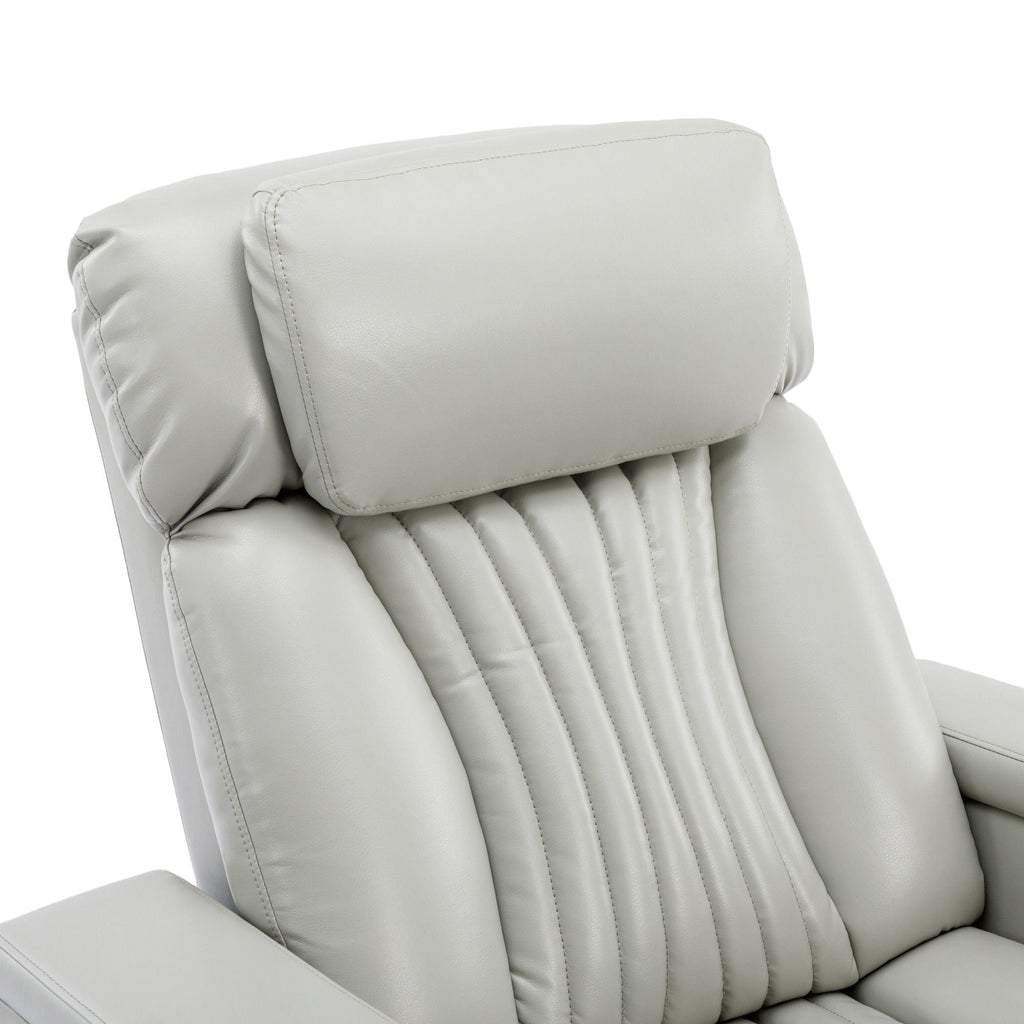 270° Power Swivel Recliner Home Theater Chair With Hidden Arm Storage, LED Light, Cup Holder, And Tray Table
