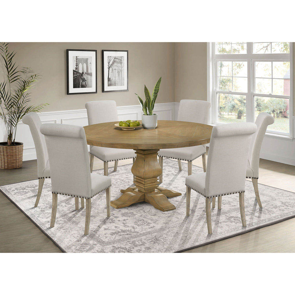 Round Dining Table Set With Upholstered Chairs