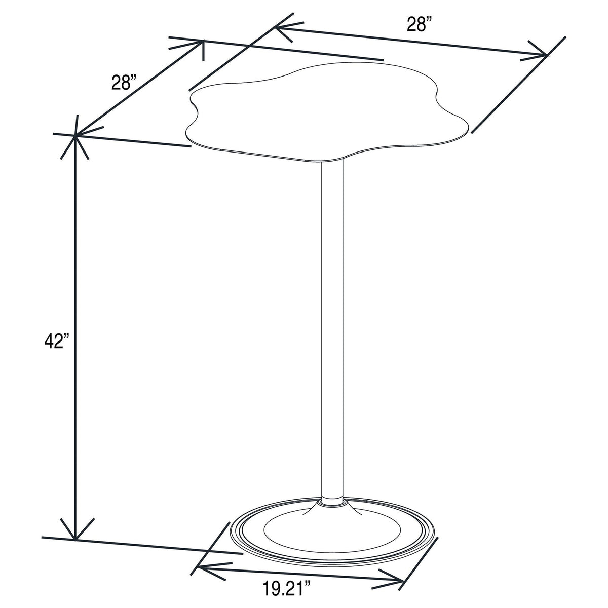 Fresno - Curved Cloud Shaped Bistro Bar Table Bar Table - Black