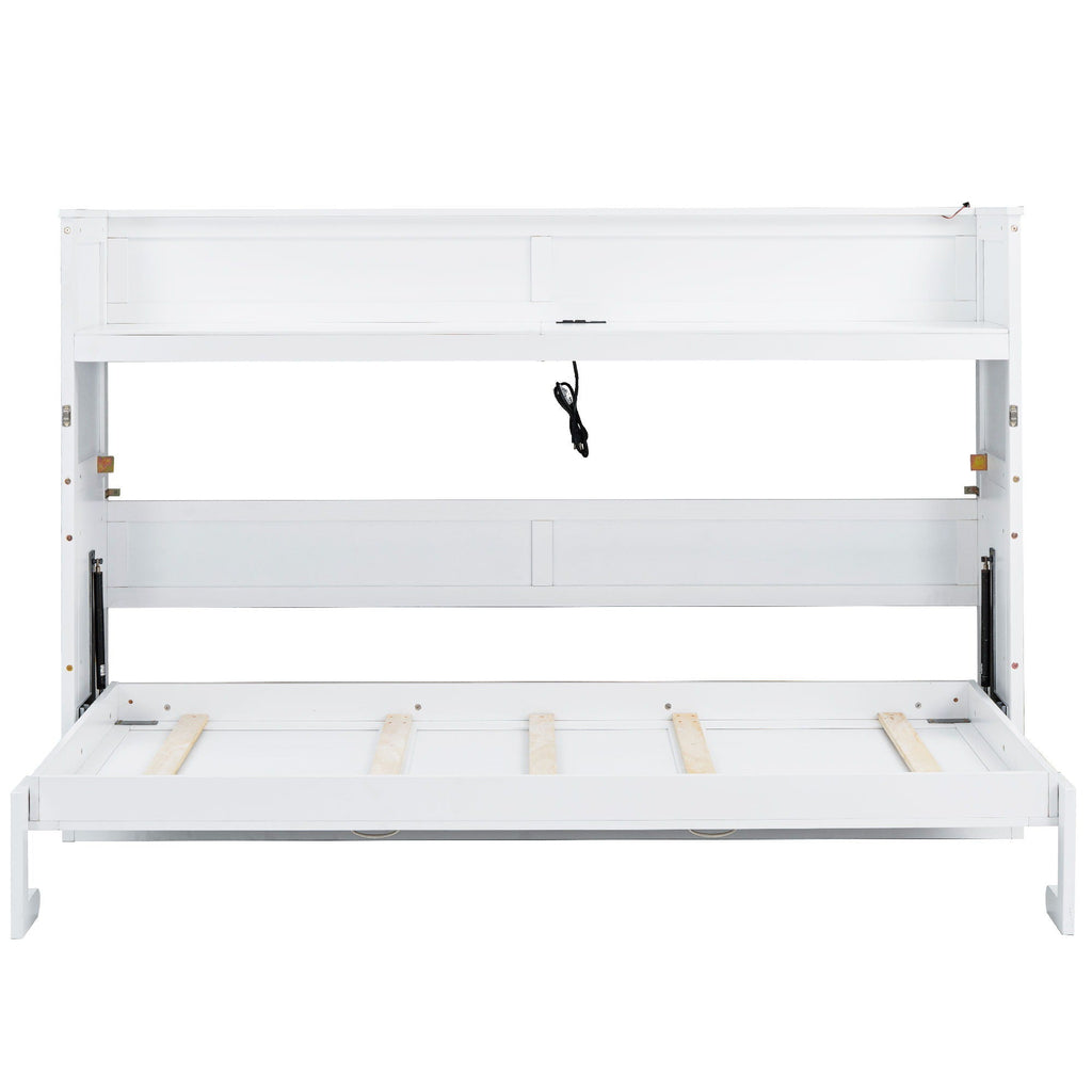 Murphy Bed With Desk, LED Light And USB Charging Station