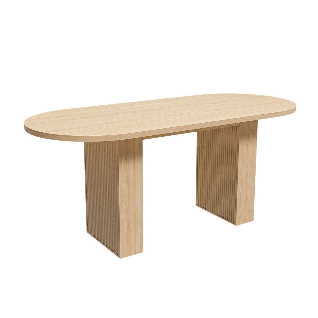 Oval Dining Table With Wood Strip Base