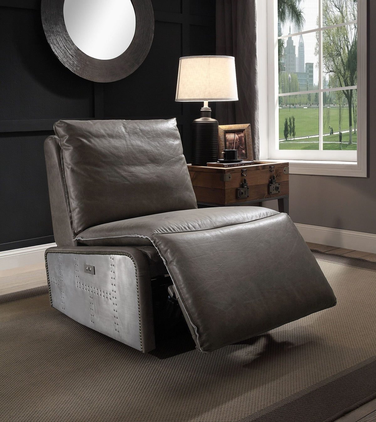 Metier Power Motion Recliner - Gray / Aluminum
