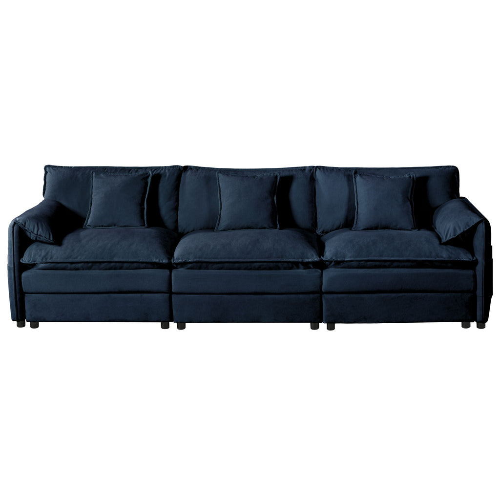 Modern Oversized Deep Seat Sectional Sofa With Pillows