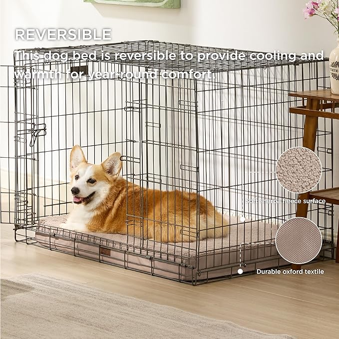 Bedsure Large Dog Bed for Crate - Orthopedic Flat Pet Beds with Removable Washable Cover, Egg Crate Foam Crate Mat, Suitable for Pet Up to 50 lbs