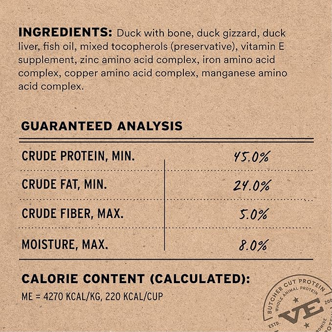 Vital Essentials Freeze-Dried Raw Duck Meal or Mixer Dog Food Crunchy Mini Nibs, 5.5 oz