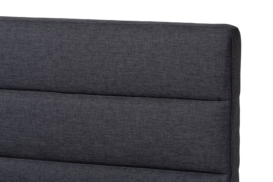 Baxton Studio Erlend Mid-Century Modern Dark Grey Fabric Upholstered King Size Platform Bed