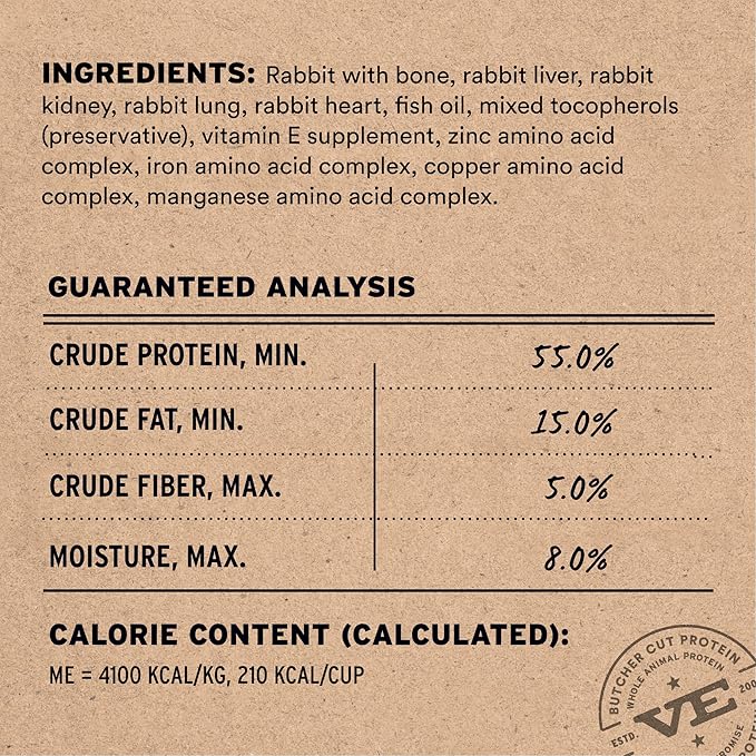 Vital Essentials Freeze-Dried Raw Rabbit Meal or Mixer Dog Food Crunchy Mini Nibs, 5.5 oz