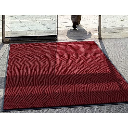 WaterHog Diamond | Commercial-Grade Entrance Mat with Rubber Border – Indoor/Outdoor, Quick Drying, Stain Resistant Door Mat (Red/Black, 6' x 12')
