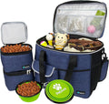 PetAmi Dog Travel Bag - Travel Pet Organizer with Food Container and Bowls, Perfect for Weekend Camping, Navy, Large