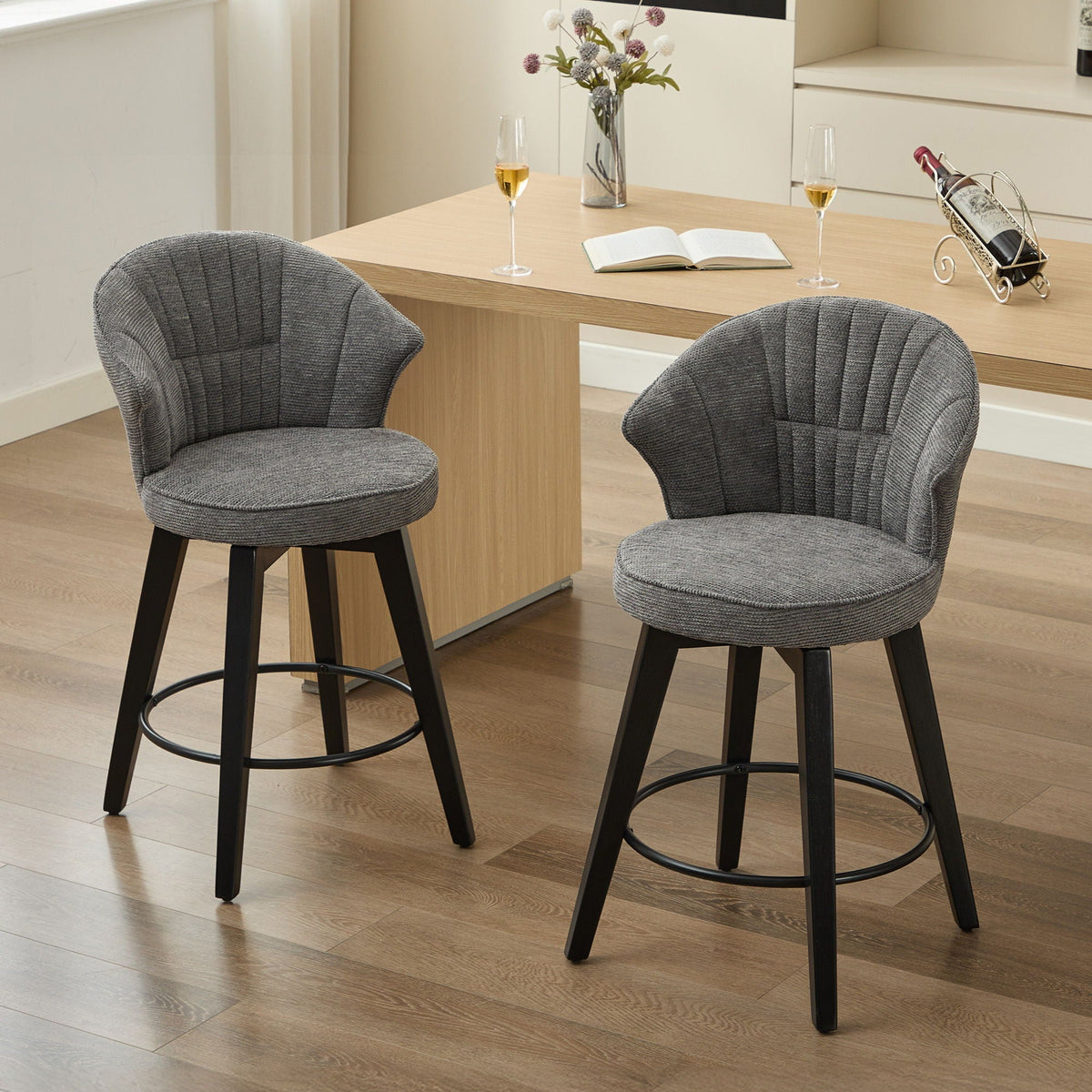 Wing Back Swivel Bar Stools (Set of 2)