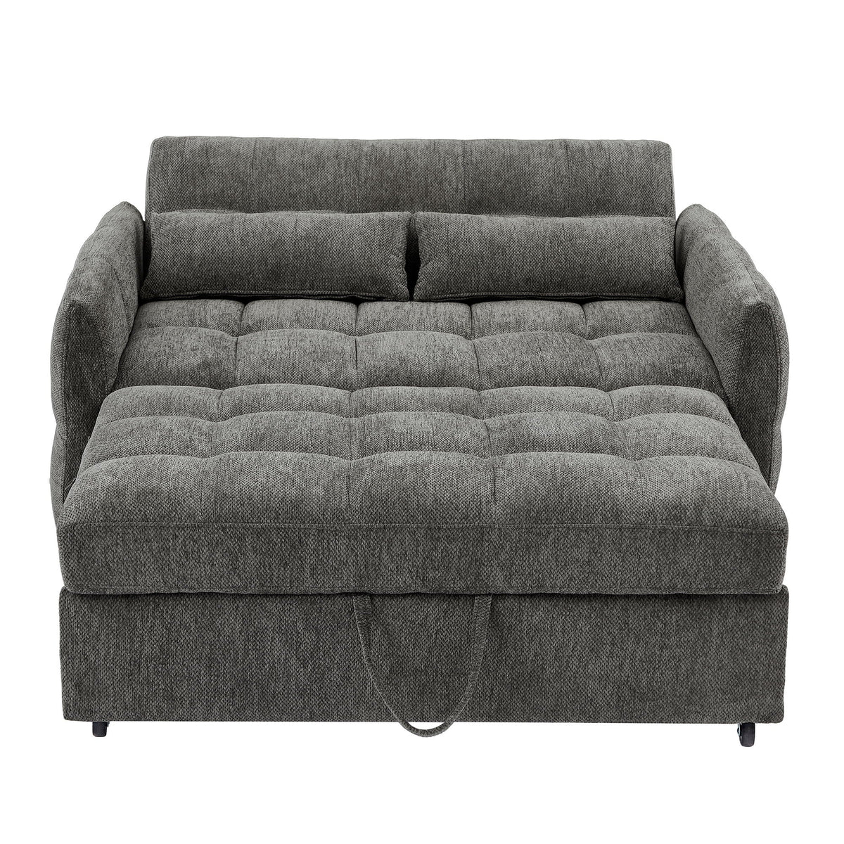 Loveseat Sofa Pull-Out Bed With Adjustable Backrest, 3 USB Ports And 2 Lumbar Pillows For Living Room