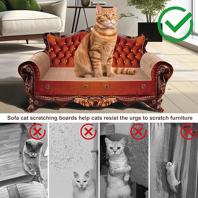 Sofa Shaped Scratching Couch,Thick Scratching Cardboard, Lounge Bed for Indoor Rest&Play, Sofa Scratcher Pad (21.2" L X 12.2 "W X 11.8" H)
