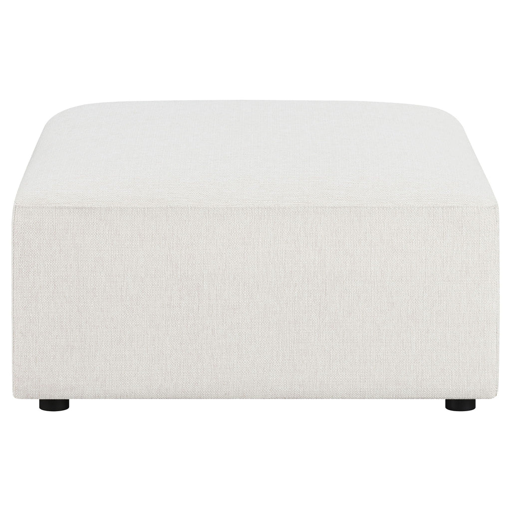 Marlowe - Upholstered Square Ottoman With Soft Sheen - Ivory