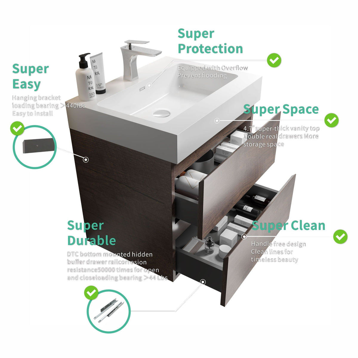 Alice Bathroom Vanity Wall Mounted With Sink