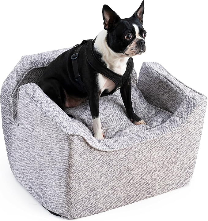 Snoozer Lookout I Car Seat - Dog Car Seats for Small Dogs, Puppy Booster Bed for Small & Medium Sized Pets Up to 25 Lbs, Elevated, Washable - Medium, Palmer Dove