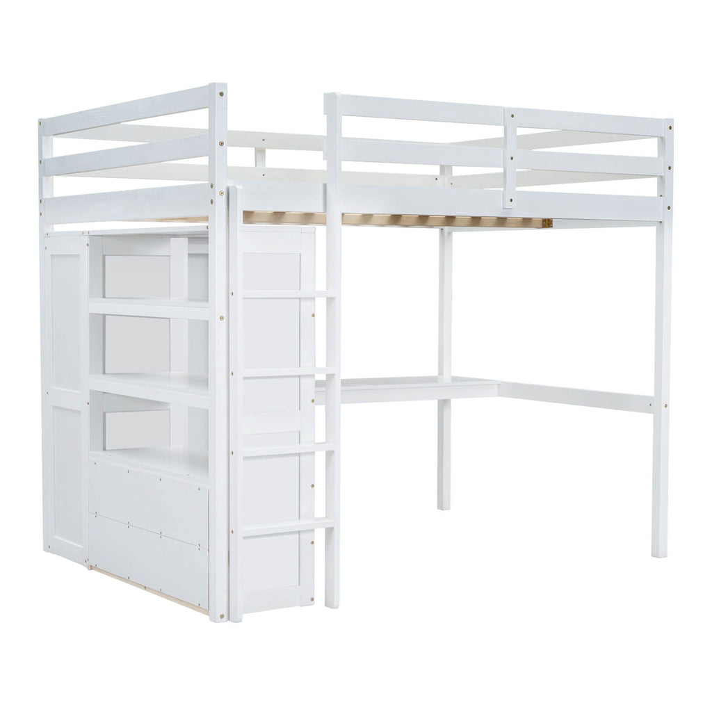 Loft Bed With Built In Wardrobe, Desk, Shelves And Drawers