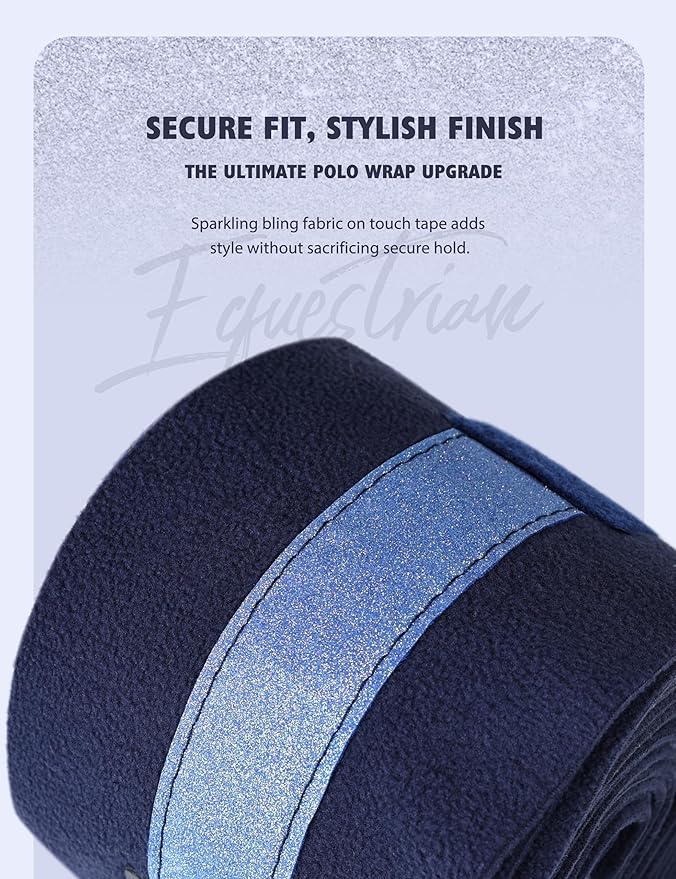 Harrison Howard Horse Polo Wraps Upgrade with Bling Leg Wraps for Horses 4-Pack Fleece Leg Wraps Stable Supplies Navy L