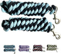 Majestic Ally Pack of 2 Solid Cotton Lead Rope for Horses & Livestock – 10 Foot Long and 5/8 inch Thick - Replaceable Heavy-Duty Satin Bolt Snap – Handmade – Soft, Broken in Feel (Sky Blue - Black)