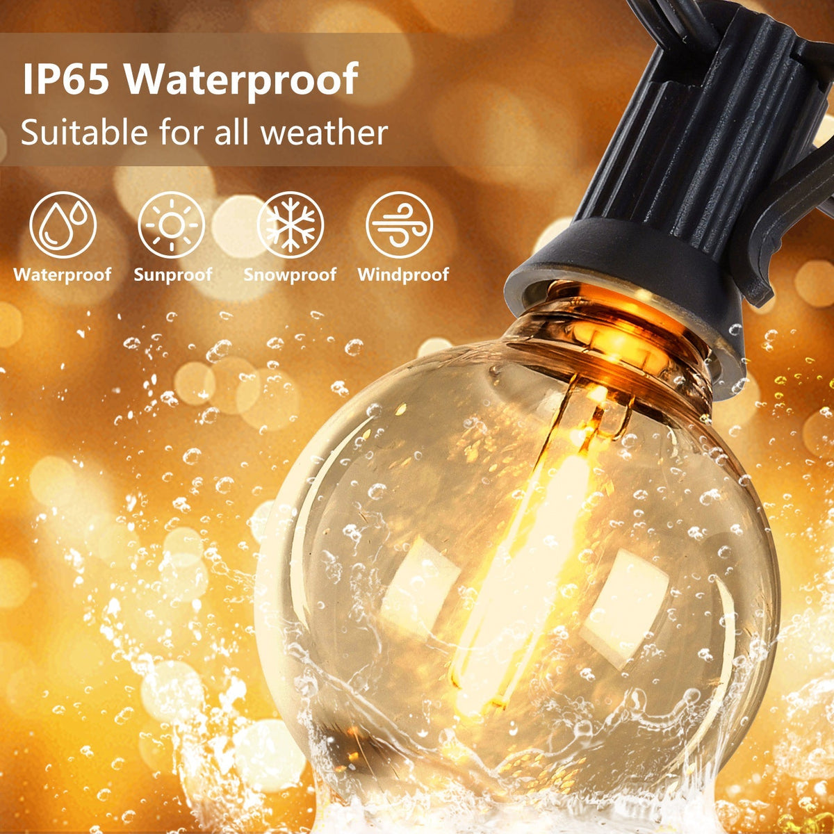 197FT LED Outdoor String Lights with 100 Shatterproof Bulbs