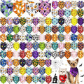 Amylove 120 Pcs Halloween Dog Bandanas Bulk Holiday Triangle Dog Pack Puppy Kerchief Bandana Adjustable Pet Scarf for Pet Cat Costume Accessories Decor(Skeleton)
