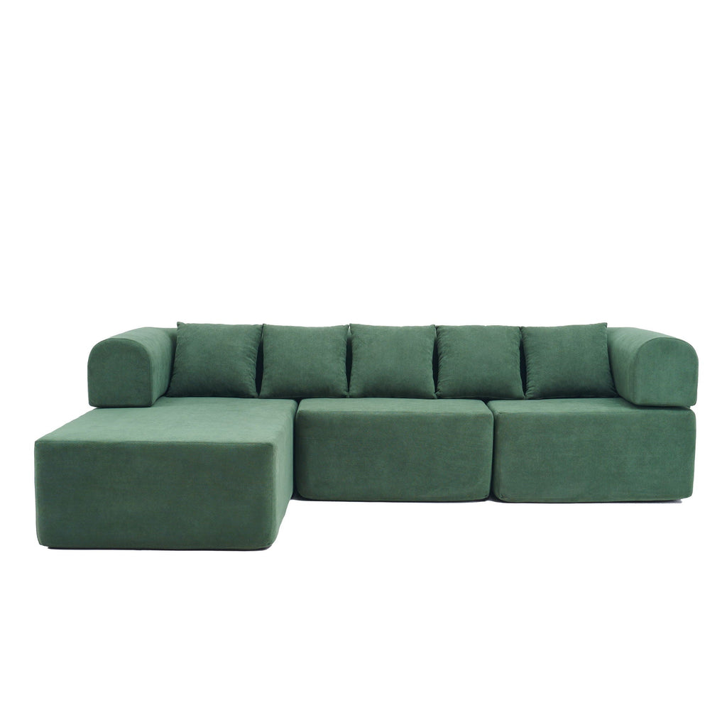 Modular L-Shaped Sectional Sofa With Deep Seat, Movable Chaise & 5 Pillows