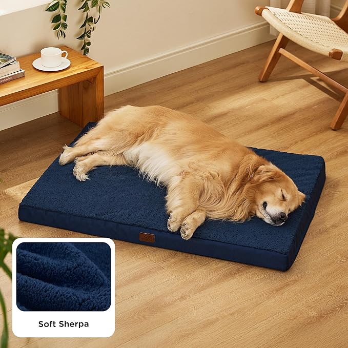 Bedsure XL Dog Beds Large Sized Dog -Orthopedic Flat Extra Large Pet Beds with Removable Washable Cover, Egg Crate Foam Mat, Suitable for Pet Up to 100 lbs
