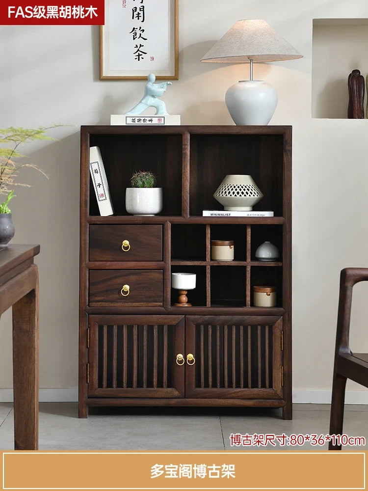 Luxury Chinese Solid Wood Curio Cabinet – Oriental Living Room Display Credenza