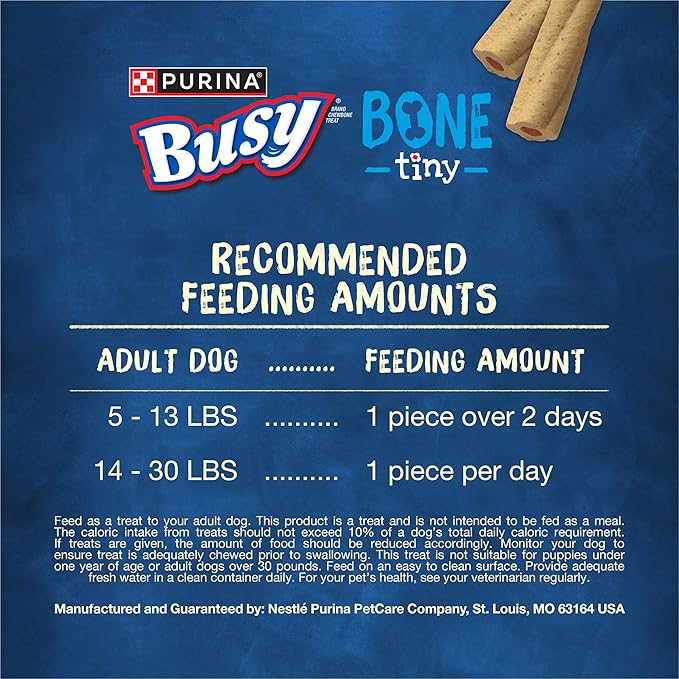 Purina Busy Bone Adult Toy Breed Dog Chew Bone Treats, Tiny - 60 ct. Pouch