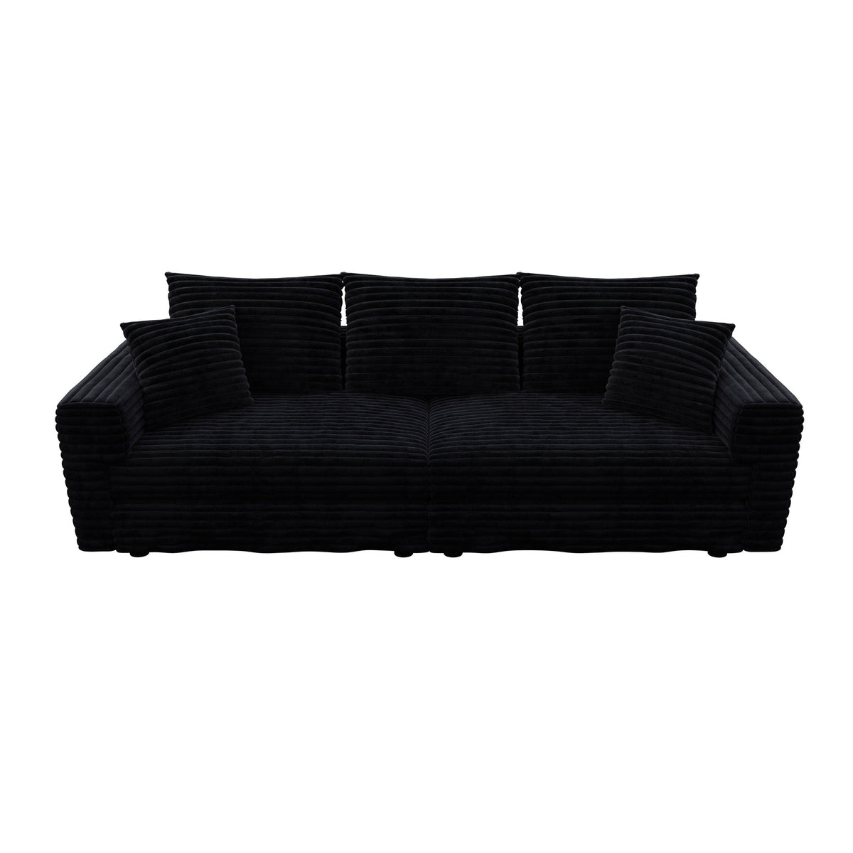 Deep Seat Convertible Sofa With Soft Pillows And Ottomans