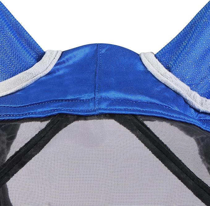 Harrison Howard Pro Luminous Horse Fly Mask Large Eye Space Standard with Ears UV Protection for Horse Signature Blue Medium Cob
